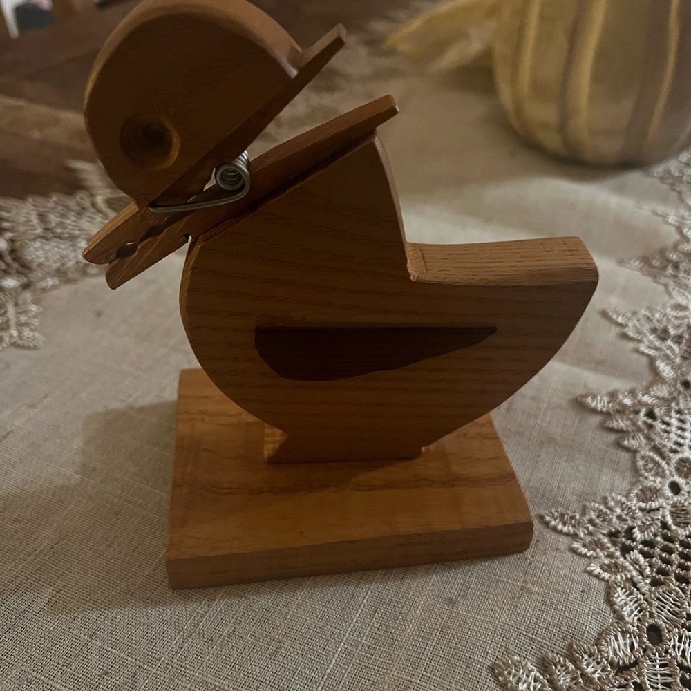 Hand crafted wood memo duck